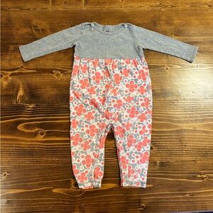 Tea Gray and orange Floral romper Jumpsuit 12-18m